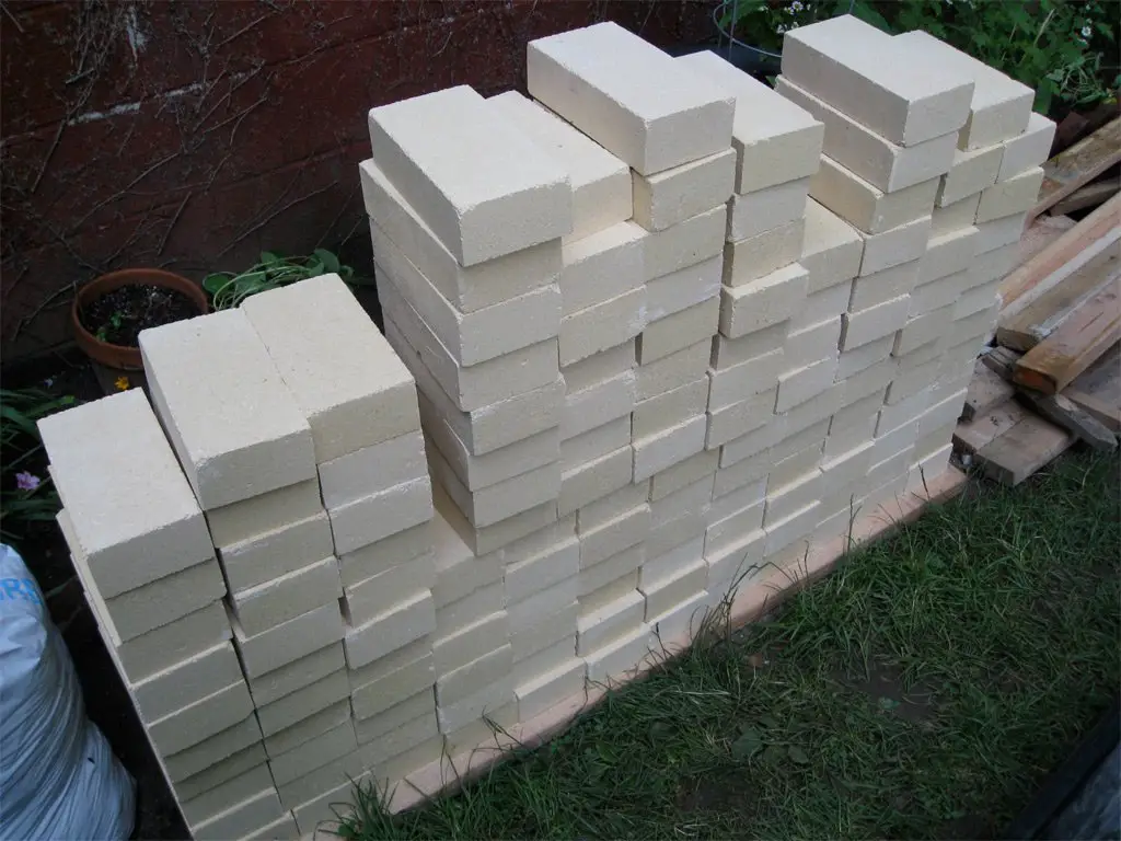 A stack of fire bricks outdoors