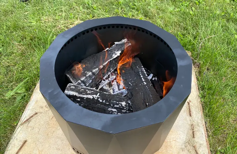 wood burning in the blue sky outdoor peak pit