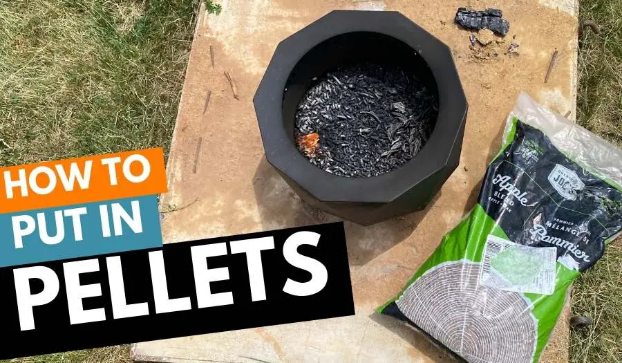 pellets burnings in a portable fire pit